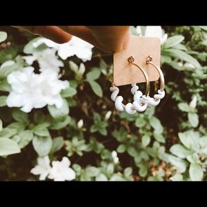 Gold hoop handmade clay earrings//SOLD